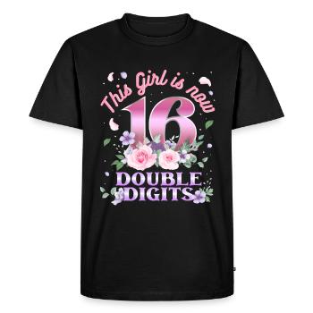 Cette fille a maintenant 16 chiffres à deux chiffres 16. - T-shirt Premium bio Homme - noir - Devant - Nico (187cm)