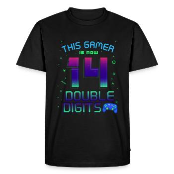 This Gamer Is Now 14 Double Digit 14. - Men's Premium Organic T-Shirt - black - Front - Nico (187cm)