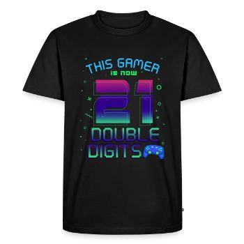This Gamer Is Now 21 Double Digit 21. - Men's Premium Organic T-Shirt - black - Front - Nico (187cm)