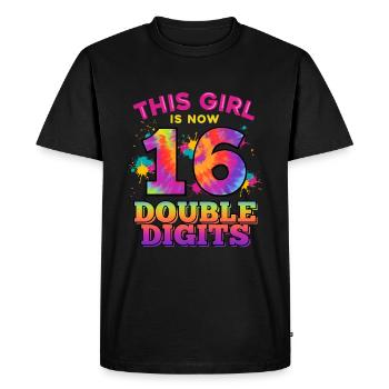 Cette fille a maintenant 16 chiffres à deux chiffres 16. - T-shirt Premium bio Homme - noir - Devant - Nico (187cm)