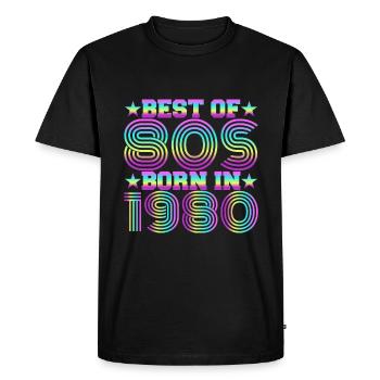 Best Of The 80s Born In 1980 Vintage - Men's Premium Organic T-Shirt - black - Front - Nico (187cm)