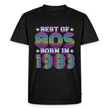 Best Of The 80s Born In 1983 Vintage Birthday - Men's Premium Organic T-Shirt - black - Front - Nico (187cm)