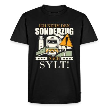 Je prendrai le train spécial pour Sylt - T-shirt Premium bio Homme - noir - Devant - Nico (187cm)