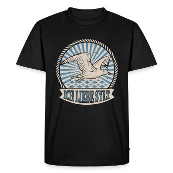 I Love Sylt My Island To Relax Möwe In - Men's Premium Organic T-Shirt - black - Front - Nico (187cm)