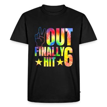 Célébrant 6e anniversaire - T-shirt Premium bio Homme - noir - Devant - Nico (187cm)
