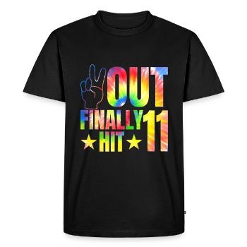 Enfin frappé le célébrant de 11 ans 11. - T-shirt Premium bio Homme - noir - Devant - Nico (187cm)
