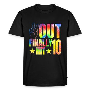Enfin, le célébrant de 10 ans a frappé 10. - T-shirt Premium bio Homme - noir - Devant - Nico (187cm)
