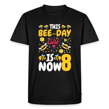 Cette fille du jour de l’abeille a maintenant 8,8 ans. - T-shirt Premium bio Homme - noir - Devant - Nico (187cm)