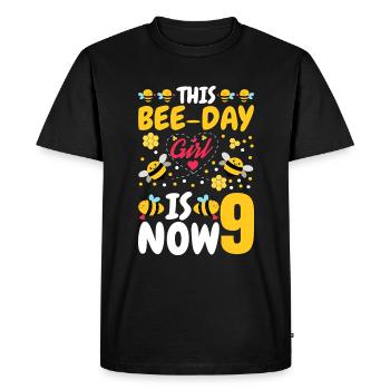 Cette fille du jour des abeilles a maintenant 9 ans. 9. - T-shirt Premium bio Homme - noir - Devant - Nico (187cm)