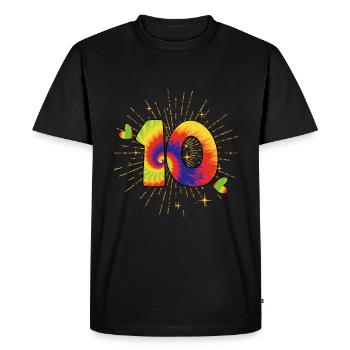 Tie-dye fête du 10e anniversaire 10 ans - T-shirt Premium bio Homme - noir - Devant - Nico (187cm)
