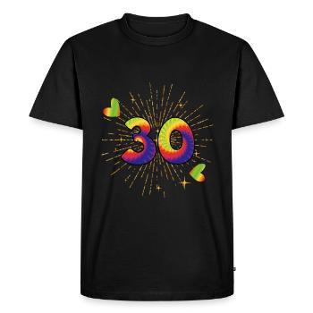 Tie-dye Fête du 30e anniversaire 30 ans - T-shirt Premium bio Homme - noir - Devant - Nico (187cm)