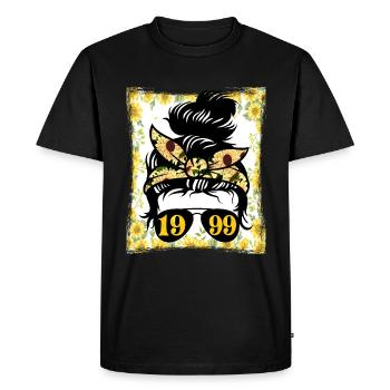 Tournesol Maman Née 1999 Anniversaire - T-shirt Premium bio Homme - noir - Devant - Nico (187cm)