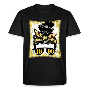 Tournesol Maman Née 1990 Anniversaire - T-shirt Premium bio Homme - noir - Devant - Nico (187cm)