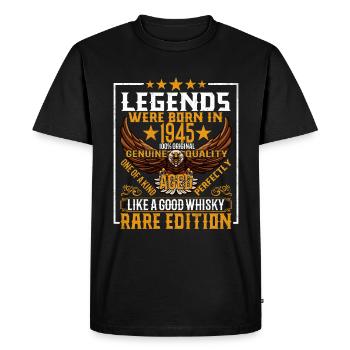 Legends Were Born in 1945, Aged Like Whisky - Men's Premium Organic T-Shirt - black - Front - Nico (187cm)