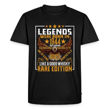 Legends Born in 1944, Aged Like Whisky - Men's Premium Organic T-Shirt - black - Front - Nico (187cm)