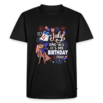 Nous sommes le 4 juillet et oui, c’est mon anniversaire. - T-shirt Premium bio Homme - noir - Devant - Nico (187cm)