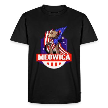 Meowica 4 juillet Jour de l’indépendance Chat patriotique - T-shirt Premium bio Homme - noir - Devant - Nico (187cm)
