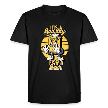 C’est une mauvaise journée pour une bière plus drôle - T-shirt Premium bio Homme - noir - Devant - Nico (187cm)