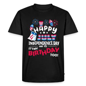 Nous sommes le 4 juillet et oui, c’est mon anniversaire. - T-shirt Premium bio Homme - noir - Devant - Nico (187cm)