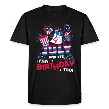 Nous sommes le 4 juillet et oui, c’est mon anniversaire. - T-shirt Premium bio Homme - noir - Devant - Nico (187cm)