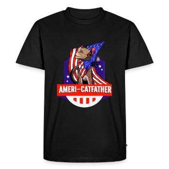 Ameri-catfather 4 juillet Jour de l’indépendance - T-shirt Premium bio Homme - noir - Devant - Nico (187cm)
