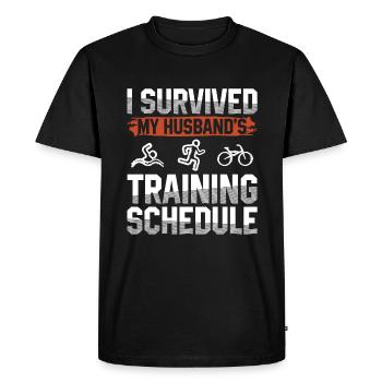 Surviving training of the husband triathlon - Men's Premium Organic T-Shirt - black - Front - Nico (187cm)