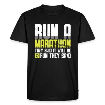 Courir un marathon Ils ont dit que ce serait amusant Ils ont dit - T-shirt Premium bio Homme - noir - Devant - Nico (187cm)