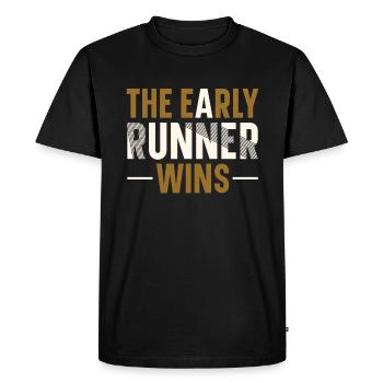 The early runner wins - Men's Premium Organic T-Shirt - black - Front - Nico (187cm)
