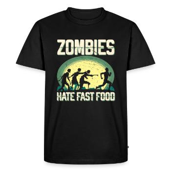 Zombie Hate Fast Food Runner Marathon Clothing - Men's Premium Organic T-Shirt - black - Front - Nico (187cm)