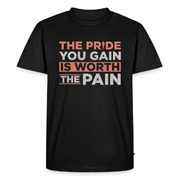 La fierté que vous gagnez en vaut la peine - T-shirt Premium bio Homme - noir - Devant - Nico (187cm)