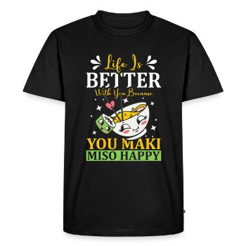 Vous Maki Miso Happy Ramen Lover Japon - T-shirt Premium bio Homme - noir - Devant - Nico (187cm)