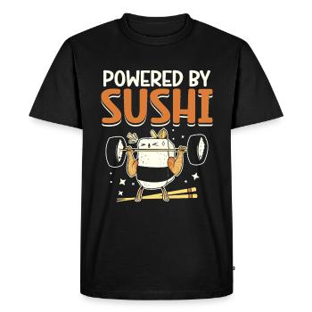 Powered by Sushi Lovers Japan Japanese - Men's Premium Organic T-Shirt - black - Front - Nico (187cm)