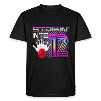 Frapper dans 12 Bowling Bowler 12e anniversaire - T-shirt Premium bio Homme - noir - Devant - Nico (187cm)