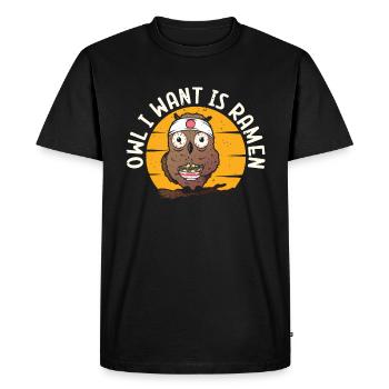 Owl, The I Will, Is Ramen | amateurs de ramen | - T-shirt Premium bio Homme - noir - Devant - Nico (187cm)