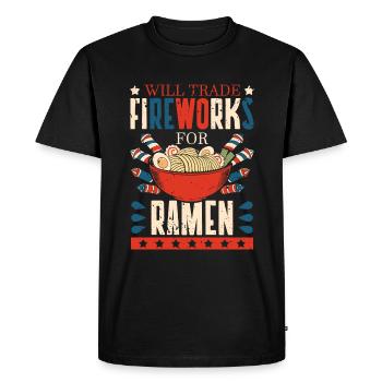 Échangez des feux d’artifice contre des ramen | amateurs de ramen | - T-shirt Premium bio Homme - noir - Devant - Nico (187cm)