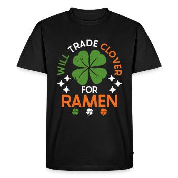 Échangez le trèfle contre des ramen | | amateur de ramen Japon - T-shirt Premium bio Homme - noir - Devant - Nico (187cm)