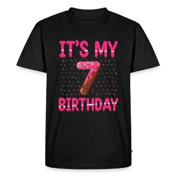 C’est mon 7e anniversaire | | du thème Sprinkles - T-shirt Premium bio Homme - noir - Devant - Nico (187cm)