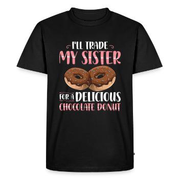 J’échange ma sœur contre des beignets | Beignet - T-shirt Premium bio Homme - noir - Devant - Nico (187cm)