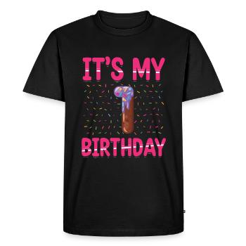 C’est mon 1er anniversaire | | du thème Sprinkles - T-shirt Premium bio Homme - noir - Devant - Nico (187cm)