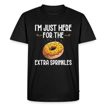 Je ne suis ici que pour des saupoudrages supplémentaires | Beignet - T-shirt Premium bio Homme - noir - Devant - Nico (187cm)