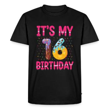C’est mon 16e anniversaire | Saupoudrer des | à thème - T-shirt Premium bio Homme - noir - Devant - Nico (187cm)