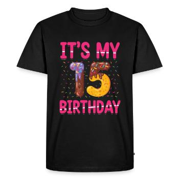C’est mon 15e anniversaire | Saupoudrer des | à thème - T-shirt Premium bio Homme - noir - Devant - Nico (187cm)