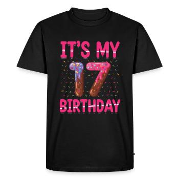 C’est mon 17e anniversaire | Saupoudrer des | à thème - T-shirt Premium bio Homme - noir - Devant - Nico (187cm)