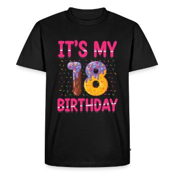 C’est mon 18e anniversaire | Saupoudrer des | à thème - T-shirt Premium bio Homme - noir - Devant - Nico (187cm)