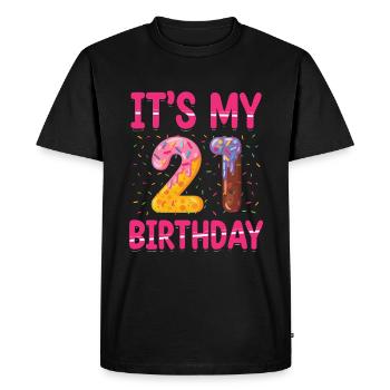 C’est mon 21e anniversaire | | du thème Sprinkles - T-shirt Premium bio Homme - noir - Devant - Nico (187cm)