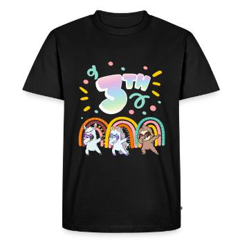 3ème anniversaire Dabbing Llama Licorne Paresseux | troisième - T-shirt Premium bio Homme - noir - Devant - Nico (187cm)