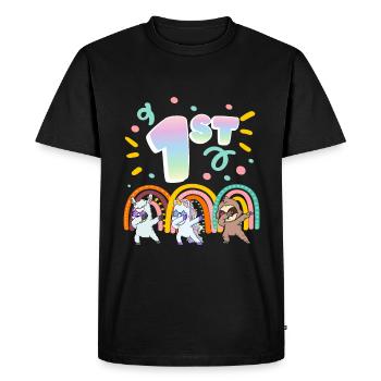 1er anniversaire Dabbing Llama Licorne Paresseux | 1er - T-shirt Premium bio Homme - noir - Devant - Nico (187cm)