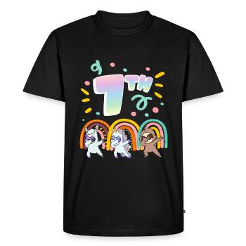 7ème anniversaire Dabbing Llama Licorne Paresseux | septième - T-shirt Premium bio Homme - noir - Devant - Nico (187cm)