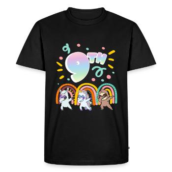 9ème anniversaire Dabbing Llama Licorne Paresseux | 9. - T-shirt Premium bio Homme - noir - Devant - Nico (187cm)