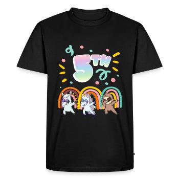 5ème anniversaire Dabbing Llama Licorne Paresseux | cinquième - T-shirt Premium bio Homme - noir - Devant - Nico (187cm)